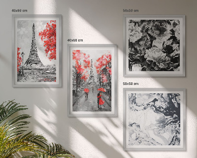 Compoziție de tablouri pentru perete Picturi gri pe Turnul Eiffel