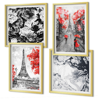 Compoziție de tablouri pentru perete Picturi gri pe Turnul Eiffel