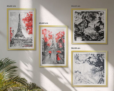 Compoziție de tablouri pentru perete Picturi gri pe Turnul Eiffel