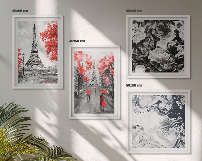 Compoziție de tablouri pentru perete Picturi gri pe Turnul Eiffel