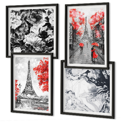 Compoziție de tablouri pentru perete Picturi gri pe Turnul Eiffel