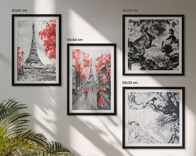 Compoziție de tablouri pentru perete Picturi gri pe Turnul Eiffel