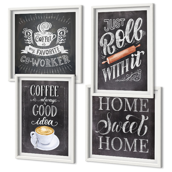 Set tablouri gata de agățat Căldură acasă cu rolă de cafea