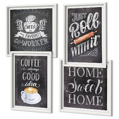 Set tablouri gata de agățat Căldură acasă cu rolă de cafea