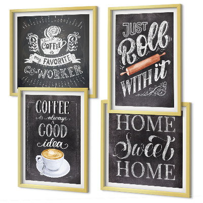 Set tablouri gata de agățat Căldură acasă cu rolă de cafea