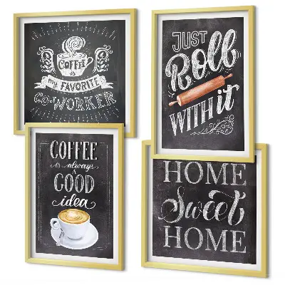 Set de tablouri gata de agățat cu motiv de cafea pentru o atmosferă caldă