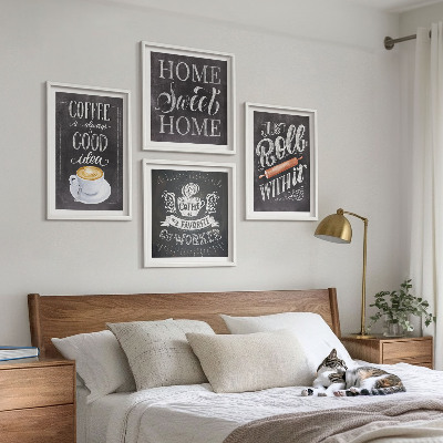 Set tablouri gata de agățat Căldură acasă cu rolă de cafea