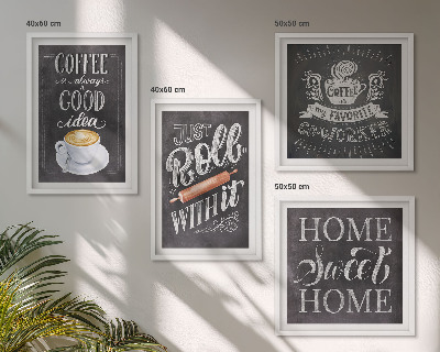 Set tablouri gata de agățat Căldură acasă cu rolă de cafea