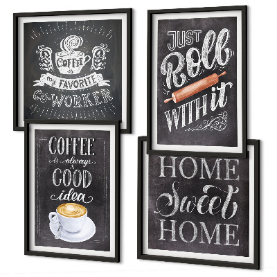 Set tablouri gata de agățat Căldură acasă cu rolă de cafea