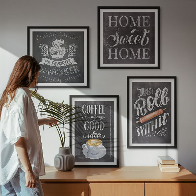 Set tablouri gata de agățat Căldură acasă cu rolă de cafea