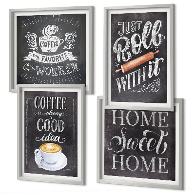 Set tablouri gata de agățat Căldură acasă cu rolă de cafea
