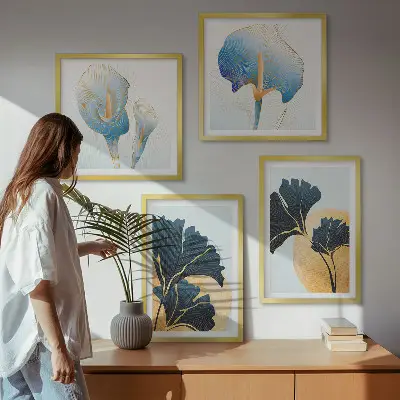 Compoziție de tablouri pentru perete portret cu lămâi și vin în stilul Kahlo