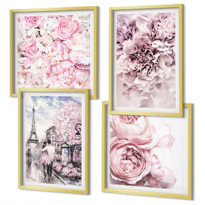Set tablouri gata de agățat Flori roz peisaj romantic