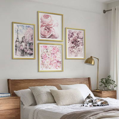 Set tablouri gata de agățat Flori roz peisaj romantic