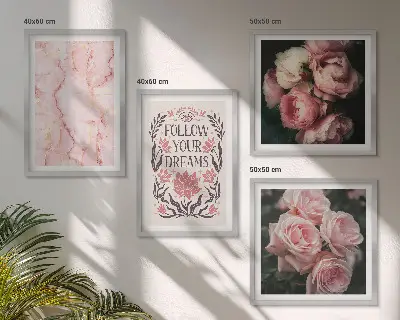 Compoziție de tablouri pentru perete cu model vise de marmură și trandafiri vintage