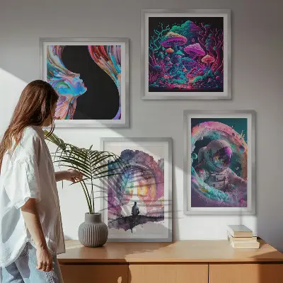 Set tablouri cu ilustrații de artă fantasy gata de agățat colorate