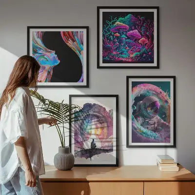 Set tablouri cu ilustrații de artă fantasy gata de agățat colorate