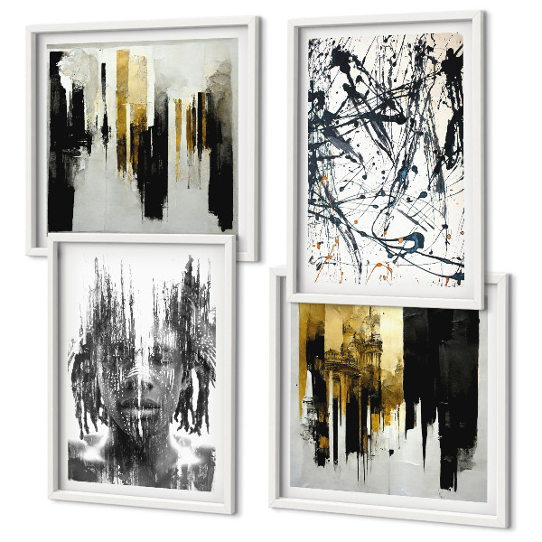 Compoziție de tablouri pentru perete Portrete abstracte contrastante