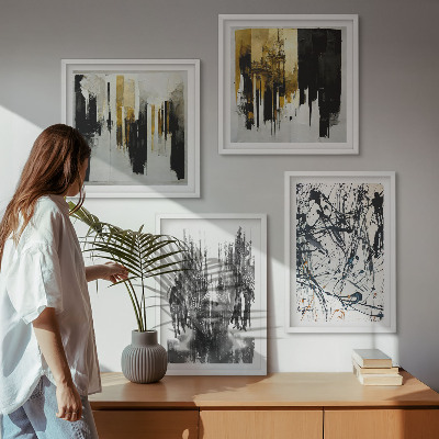 Compoziție de tablouri pentru perete Portrete abstracte contrastante