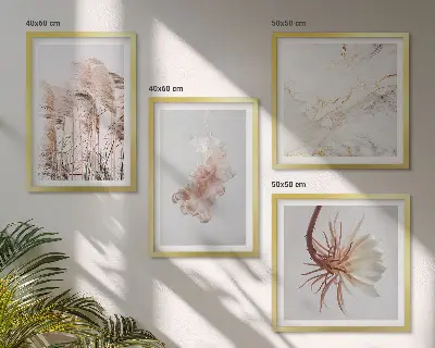 Set de tablouri cu flori elegante din marmură gata de agățat