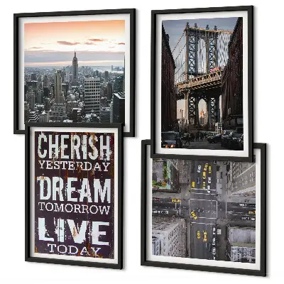 Compoziție de tablouri pentru perete cu citat despre peisajele din New York