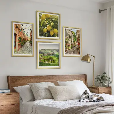 Set tablouri Străzi fermecătoare cu flori de lămâi gata de agățat
