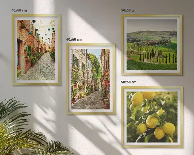 Set tablouri Străzi fermecătoare cu flori de lămâi gata de agățat