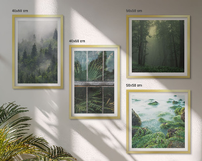 Compoziție de tablouri pentru perete Plante de seră de râu cu ceață de pădure