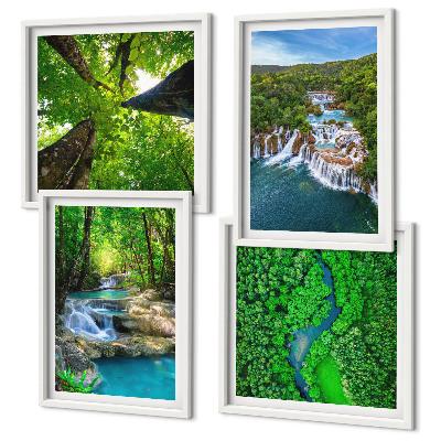 Set tablouri gata de agățat Cascade cu apă verde din pădure