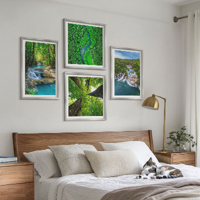 Set tablouri gata de agățat Cascade cu apă verde din pădure