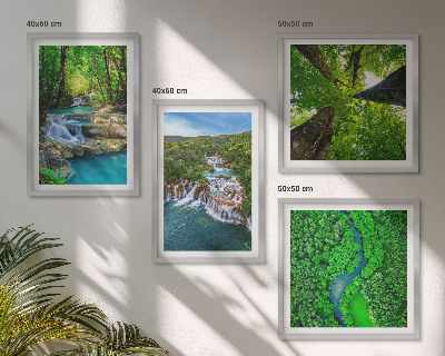 Set tablouri gata de agățat Cascade cu apă verde din pădure
