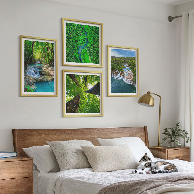 Set tablouri gata de agățat Cascade cu apă verde din pădure