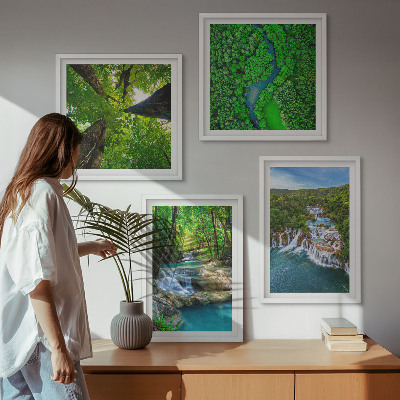Set tablouri gata de agățat Cascade cu apă verde din pădure