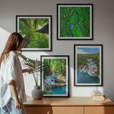 Set tablouri gata de agățat Cascade cu apă verde din pădure