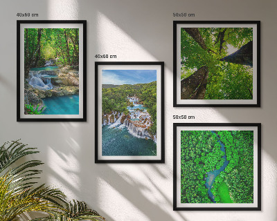 Set tablouri gata de agățat Cascade cu apă verde din pădure