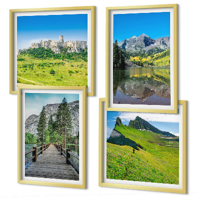 Compoziție de tablouri pentru perete Dealuri verzi cu un castel