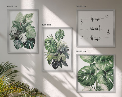 Compoziție de tablouri pentru perete Acuarelă cu frunze tropicale verzi