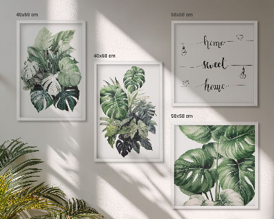 Compoziție de tablouri pentru perete Acuarelă cu frunze tropicale verzi