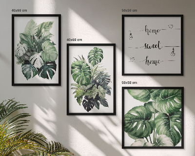 Compoziție de tablouri pentru perete Acuarelă cu frunze tropicale verzi