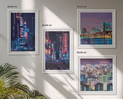 Set tablouri gata de agățat Orașe de noapte cu lumini neon