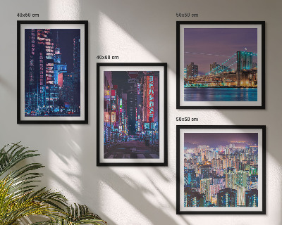 Set tablouri gata de agățat Orașe de noapte cu lumini neon