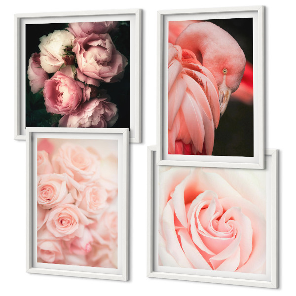 Set tablouri gata de agățat Flamingi roz pastel