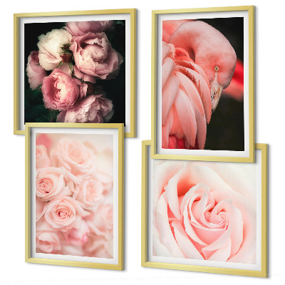 Set tablouri gata de agățat Flamingi roz pastel