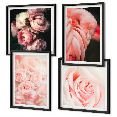 Set tablouri gata de agățat Flamingi roz pastel