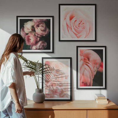 Set tablouri gata de agățat Flamingi roz pastel