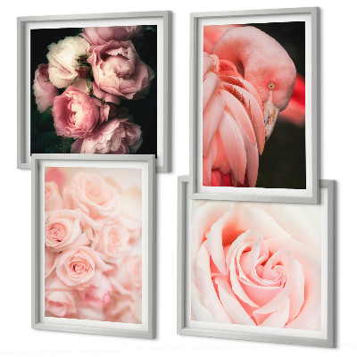 Set tablouri gata de agățat Flamingi roz pastel