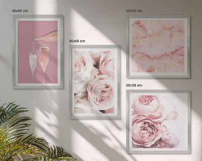 Set tablouri gata de agățat Trandafiri pastel marmorat șampanie
