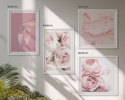 Set tablouri gata de agățat Trandafiri pastel marmorat șampanie