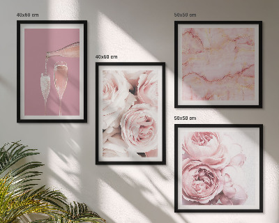 Set tablouri gata de agățat Trandafiri pastel marmorat șampanie