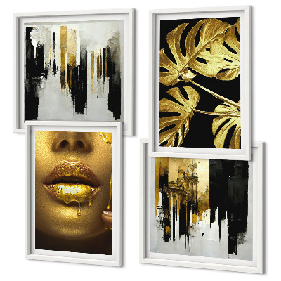 Set tablouri gata de agățat Pictură abstractă cu frunze